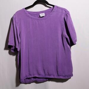VTG Click Color Me Cotton Purple‎ Top Tencel Basic Short Sleeve Tee USA Made M
